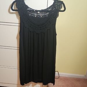 POL Black Crochet Sleeveless Tank Top